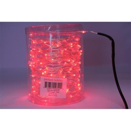 PERFECT HOLIDAY Perfect Holiday 600038 Battery Operated 100 LED Copper String Light - Red 600038